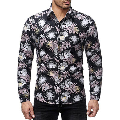 

SUNSIOM Mens Casual Dress Shirts 3D Digital Printing Long Sleeve Shirts Tops Blouse