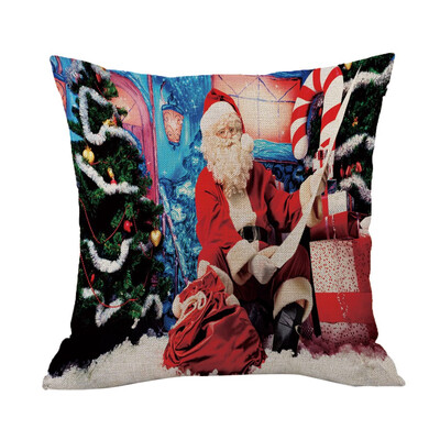

Tailored Happy Christmas Pillow Cases Linen Sofa Cushion Cover Home Decor Pillow Core