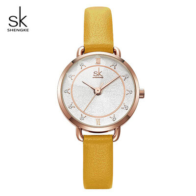 

2019 SK Shengke Women Wrist Watch Fashion Ladies Slim Leather Strap Quartz Watches Female Clock Relogio Feminino Zegarek Damski