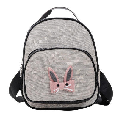 

Cute Ear Decor Backpack Women Handbag PU Leather School Travel Knapsack