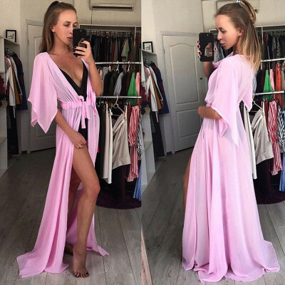 

Women Summer Sexy Beach Kaftan Maxi Dress Holiday Swimwear Bikini Cover Up