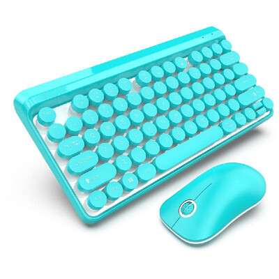 

HXSJ K67 Wireless Keyboard Mouse Set 24G Wireless Retro Round Suspension Keycap Keyboard Mouse Set USB Interface Wireless Keyboar