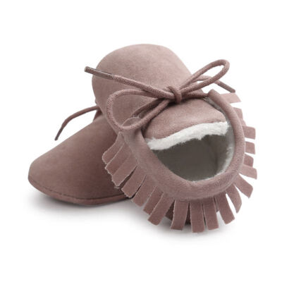 

Baby Boy Girl Moccasins Shoes Fringe Soft Soled Non-slip Footwear Crib Shoes PU Suede Leatherborn First Walkers Shoes