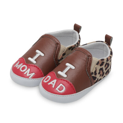 

Newborn Baby Toddler Leopard Print Letter Anti-slip Soft Sole Casual Shoes