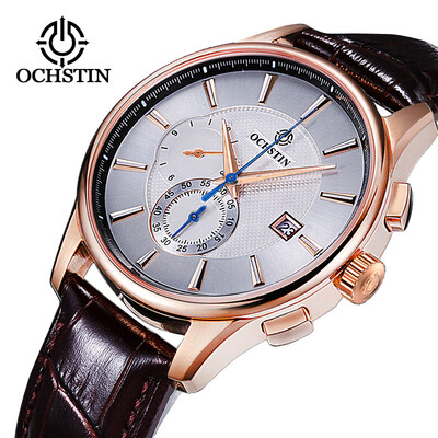 

Augustus OCHSTIN calendar running seconds leather belt waterproof mens imported quartz watch mens watch