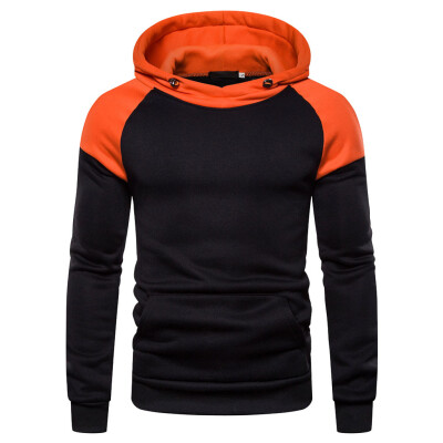 

Toponeto Men Autumn Long Sleeve Patchwork Hoodie Hooded Sweatshirt Top Tee Outwear Blouse