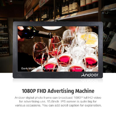 

Andoer 156inch Digital Photo Frame 1920 1080 HD Advertising Machine Full View IPS Screen Support Random Play with Remote Christ