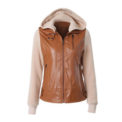 

Autumn Turn Down Collar Women Faux Leather Slim Retro Jackets Zipper Coat