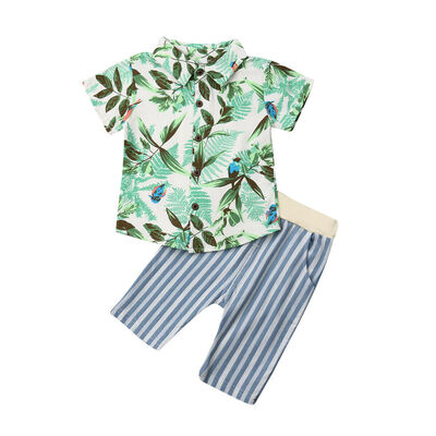 

Toddler Kids Baby Boy Clothes Boys Outfits Sets Leaf T-Shirt Stripe Pants