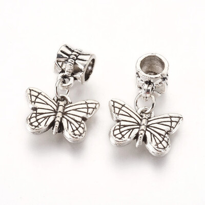 

Alloy European Dangle Beads Large Hole Pendants Butterfly Antique Silver 215mm Hole 5mm
