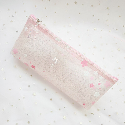 

Pencil Bag Stationery Bag Transparent Frosted Cherry Chalk Bag Stationery Box