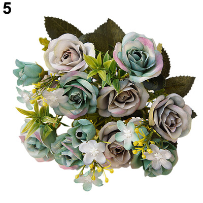 

1 Bouquet 15 Heads European Style Artificial Royal Rose Home Room Decor Flowers