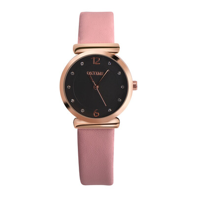 

Simple Style Women Watches Dot Dial Ladies Rhinestone Analog Quartz Wristwatch Design Leather Clock Dress Relogio Feminino