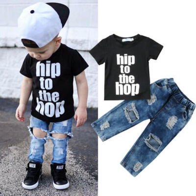 

Casual Toddler Kids Baby Boys Clothes T Shirt Tee TopsDenim Pants Outfits Set