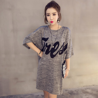 

Womens Summer Short Sleeve Letter Print Casual Party Dresses