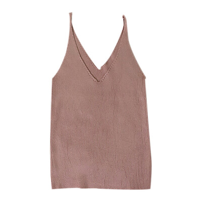 

Women Summer Fashion Slim Fit Breathable V-neck Sexy All-match Solid Color Camisole Top