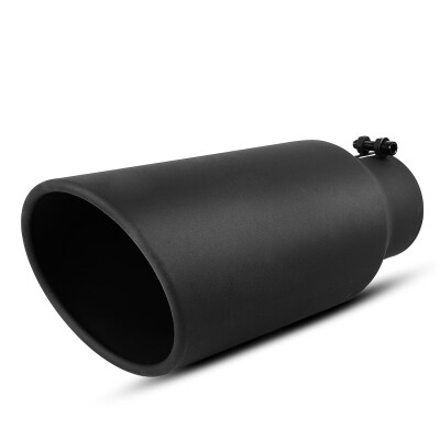 

4" Inlet 6" Outlet Exhaust Tip 15" Length Rolled Edge Tailpipe Black Powder Coat