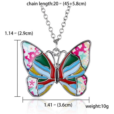 

Fashion Paint Animal Dragon Butterfly Dog Cat Pendant Necklace Women Jewelry 2019 New