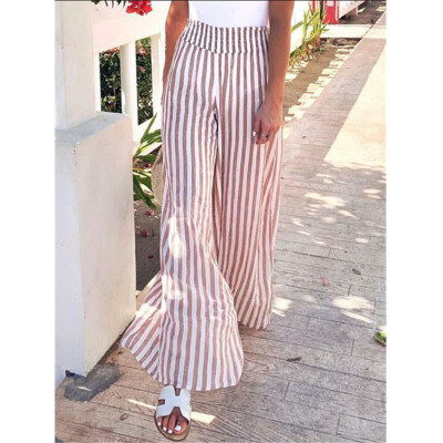 

Tailored Women Striped Daily Casual Loose Wide Leg Pants