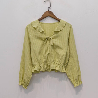 

T-shirt female casual ruffled tops women fashion sweet autumn V-neck long sleeves tops