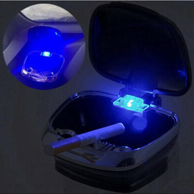

Car Travel Portable Ashtray Cigarette Ash Trash Holder Cup with Blue LED Light