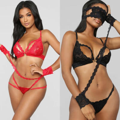 

Sexy Women Floral Lace Push Up Bralette Bra G-string Set Lingerie Sleepwear Set