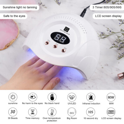 

〖Follure〗LED UV 90W Nail Dryer Curing Gel Polish Lamp Light Curing Manicure Machine Nail