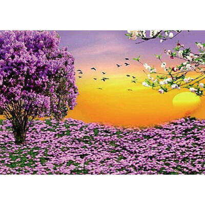 

5D DIY Full Drill Diamond Painting Purple Flowers Cross Stitch Embroidery