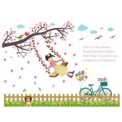 

Greensen Girl&Swing Sticker Living Room Bedroom Backdrop Wall Decorative Decal Bedroom Sticker Girl&Swing Sticker