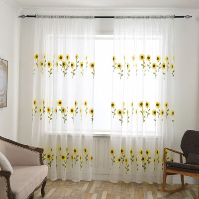 

Sheer Curtain French Window Pastoral Style Bellis Perennis Embroidered Washable Gauze Curtains Panels Kitchen Balcony Home Decor