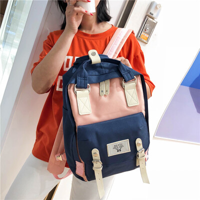 

Ins wind bag girl Korean version of high school students campus Mori department bf ancient girl hit color backpack backpack should