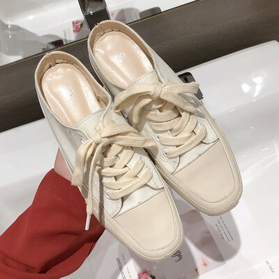 

Flat-bottomed semi-slippers female summer leopard print without a heel fashion casual lazy sails canvas shoes casual lazy ca