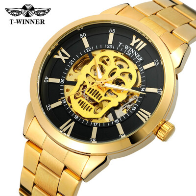 

Gobestart Hollow Luxury Design Cool Devil Head Fashion Mens Steel Belt Mechanical Watch