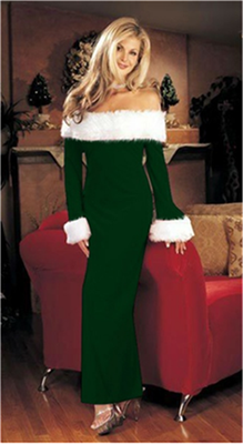 

A long skirt with one side shoulder sleeve&a fringe