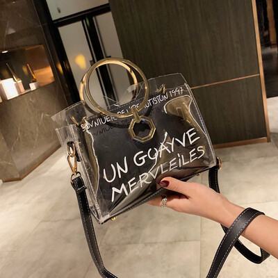 

Tailored Woman Fashion Clear Jelly Shoulder Bags Ladies Metal Ring Leisure Hand Bags
