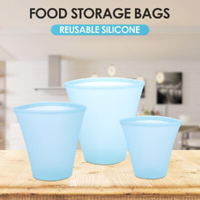 

3pcs Reusable Silicone Food Storage Bags Food Preservation Bags Food Container Leakproof for Vegetable Liquid