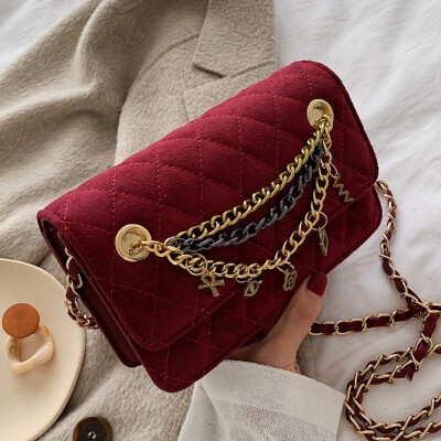 

North bag popular bag womens bag 2019 new Korean fashion Joker embroidered messenger bag Lingge chain bag