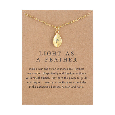 

New Arrived Leaves Light As A Feather Personality 26 English Letters Alphabet Necklace Alloy Pendant