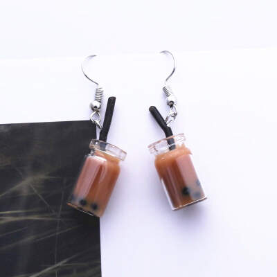 

EK642 Hot Creative Unique Bubble Tea Drop Earrings for Women Personality Milk Tea Drink Earring Funny Party Jewelry Girl Gift