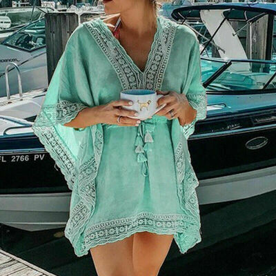 

Beach Lace Cover Up Kaftan Batwing Dress Holiday Womens Summer Fashion Swim