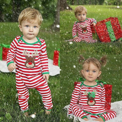 

Baby Girl Boy Clothes Pajamas Outfit Newborn Kids Christmas Bodysuit Romper Pj&39s
