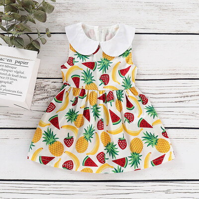 

Toddler Baby Girls Sleeveless Fruits Pineapple Watermelon Print Dress Clothes