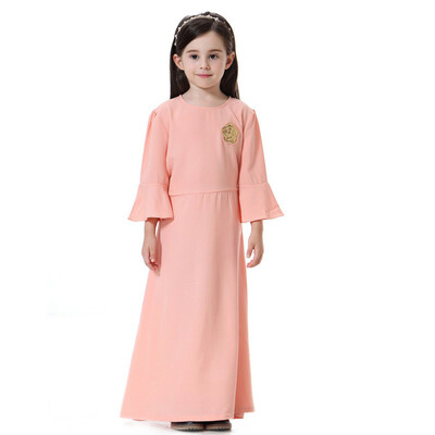 

Kids Girls Muslim Islamic Long Sleeves Full Length Robe Burka Maxi Kaftan Dress