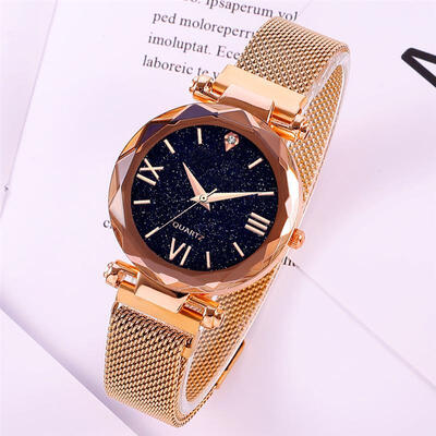 

Women Fashion Starry Sky Watch Magnetic Mesh Band Quartz Wristwatch Ladies Roman Number Clock Luxury Blue Watches Reloj Mujer
