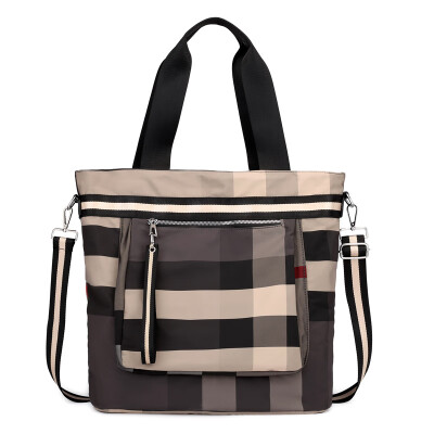 

Canvas bag lady single shoulder bag big bag fashion Oxford bag Plaid bag large capacity single shoulder slanting bag mom bag