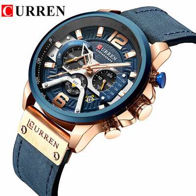 

Gobestart Mens Business Belt Watch Waterproof Calendar Casual Quartz Three Eye Watch