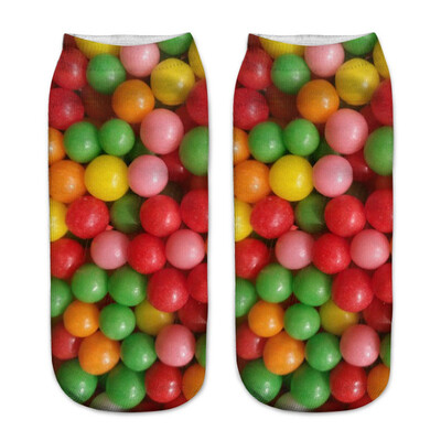 

1Pair Food Cartoon 3D Printing Socks Women Fashion Spring Summer Low Cut Ankle Short Socks Female Fresh Style