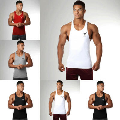 

MENS GYM VEST PLAIN STRINGER BODYBUILDING MUSCLE TRAINING TOP FITNESS SINGLET