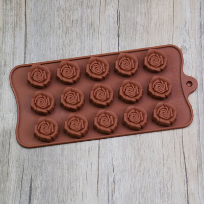

15Cavity Silicone Flower Rose Chocolate Cake Soap Mold Mould Baking UK Hot