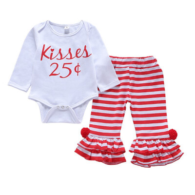 

Baby Girl Clothes Set 2Pcs Toddler Infant Baby Girls Letter Long Sleeve RomperStriped Pants Spring Autumn